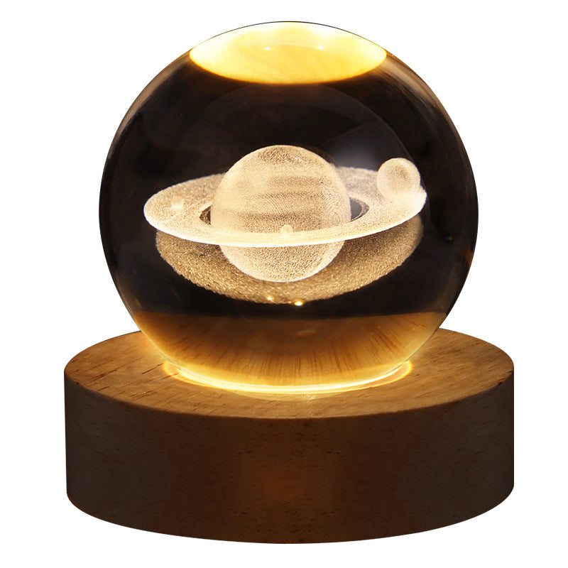 Luminous Starry Sky And Planets Moon Crystal Ball Small Night Lamp Projection Ambience Light Creative Gift New Strange Gift