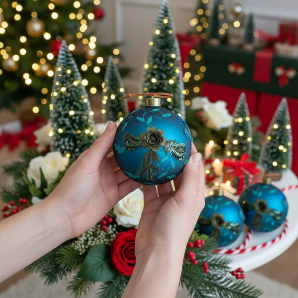 4PCS Set Christmas Glass Ball Ornaments Hanging Tree Decor Shiny Holiday Party Supplies Tree Decorations FBA Shipment