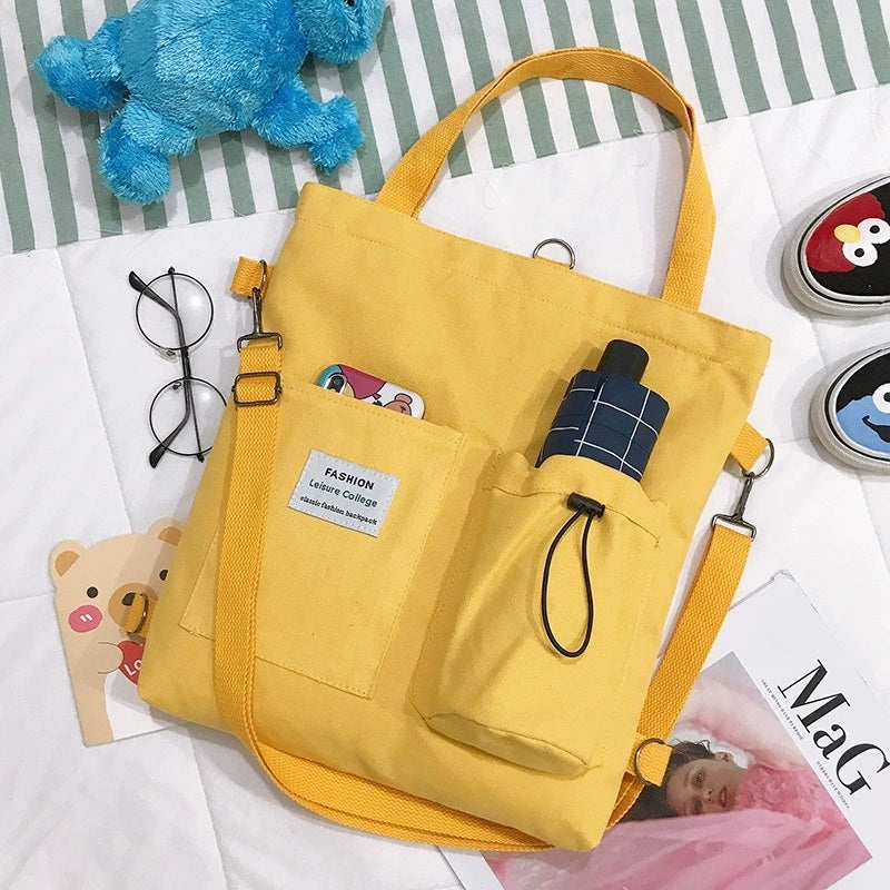 Harajuku Canvas Bags Students Handbag With Pockets