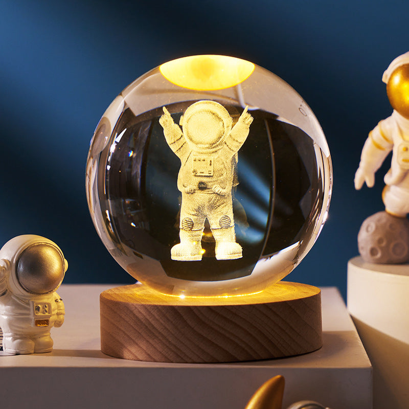 Luminous Starry Sky And Planets Moon Crystal Ball Small Night Lamp Projection Ambience Light Creative Gift New Strange Gift