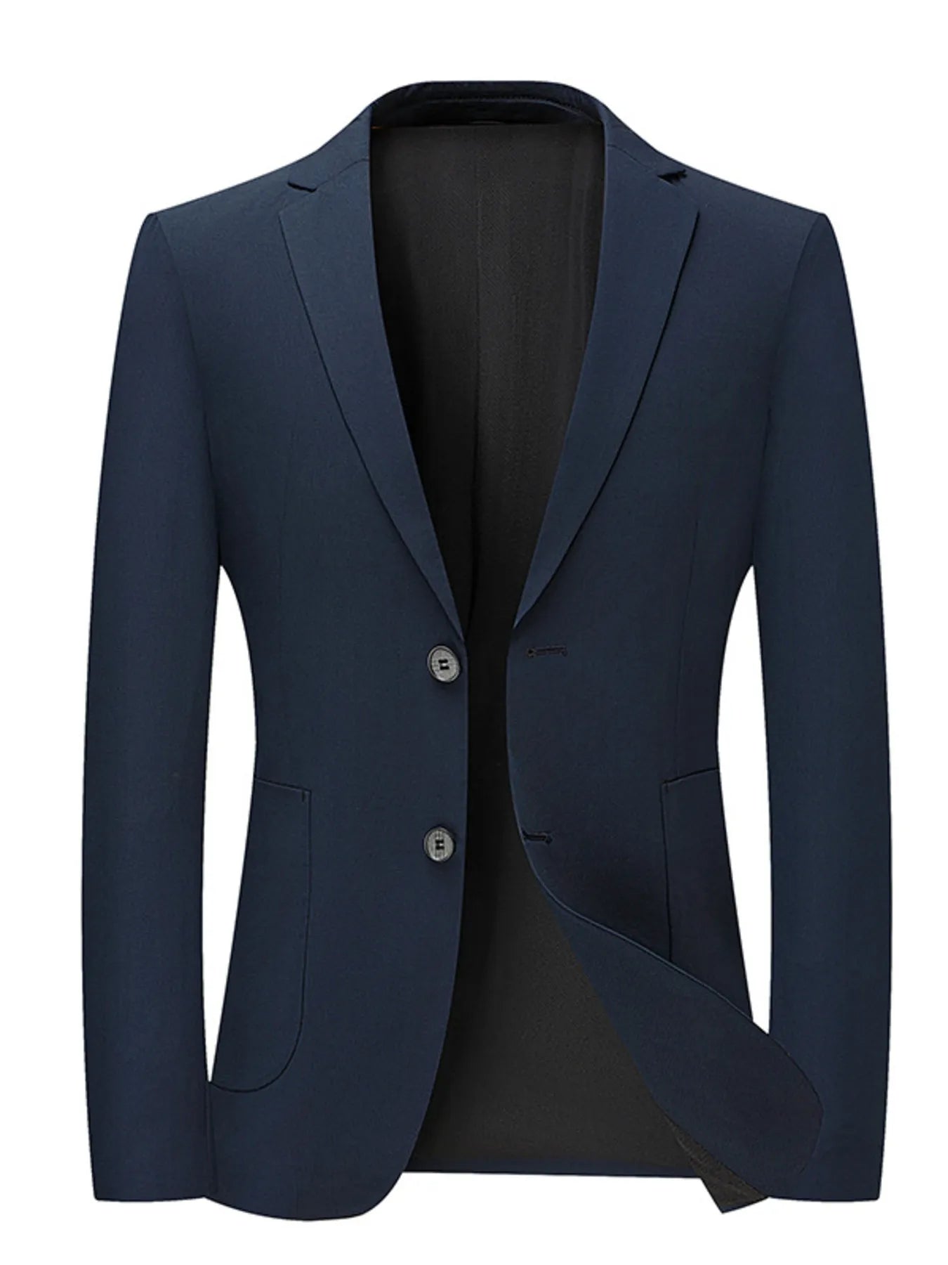 Men's button up long sleeve blazer folded flat lay