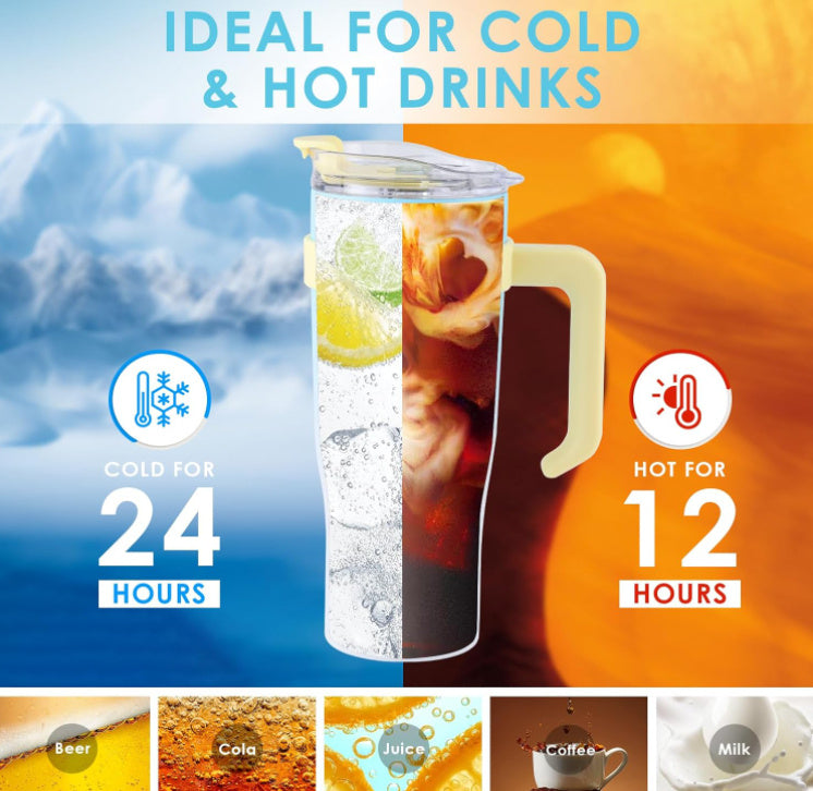 Ochapa 40 Oz Tumbler for Hot & Cold Liquids with Insulated Handle Straw Lid