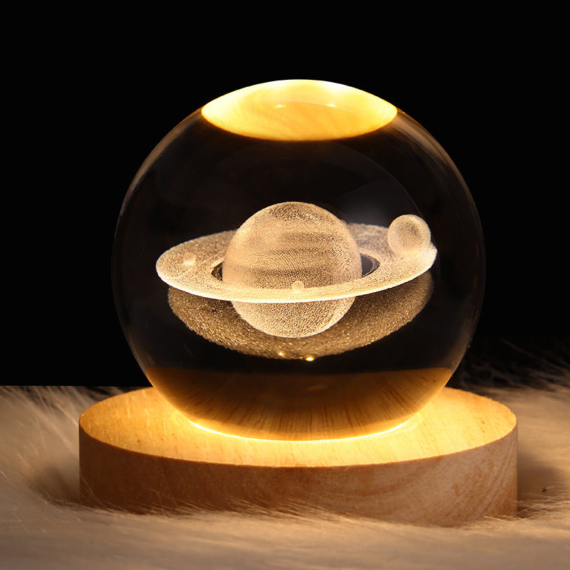Luminous Starry Sky And Planets Moon Crystal Ball Small Night Lamp Projection Ambience Light Creative Gift New Strange Gift