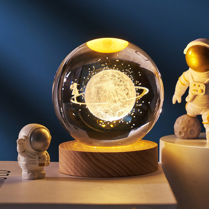 Luminous Starry Sky And Planets Moon Crystal Ball Small Night Lamp Projection Ambience Light Creative Gift New Strange Gift