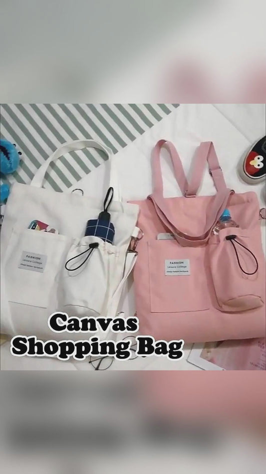 Harajuku Canvas Bags Students Handbag With Pockets